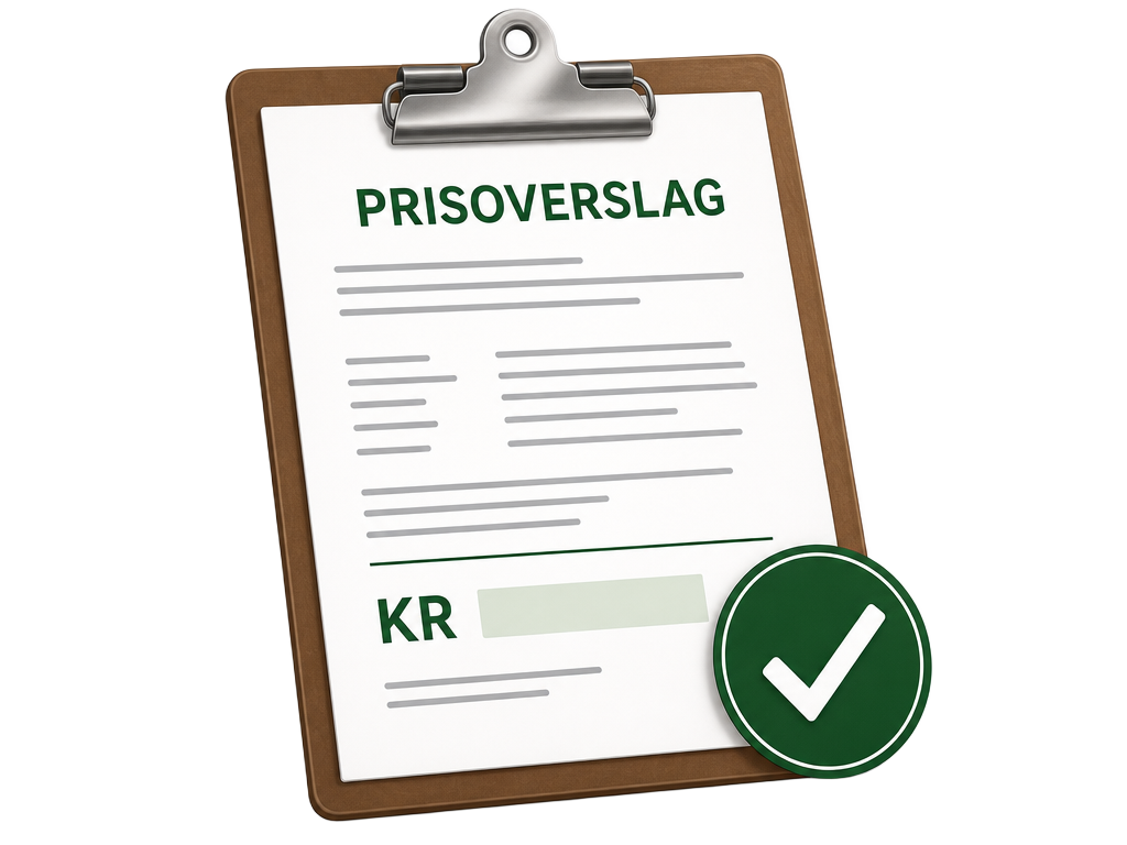 Prisoverslag med grønt godkjentmerke